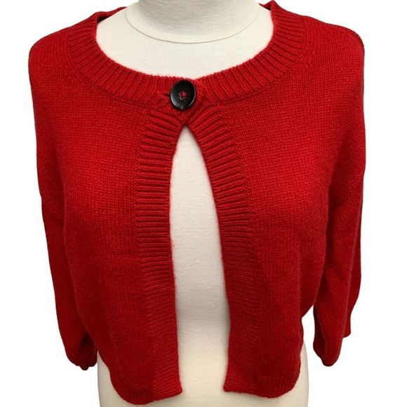 VINCE Cashmere Scoop Neck Sweater Red Cardigan size Large - Picture 15 of 15